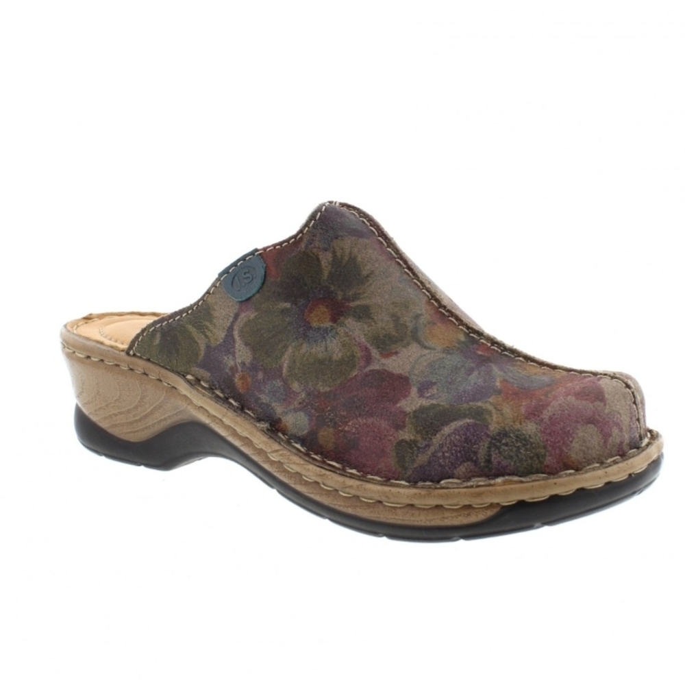 New Josef Seibel Floral Catalonia 51 Leather Women's Clogs size 36